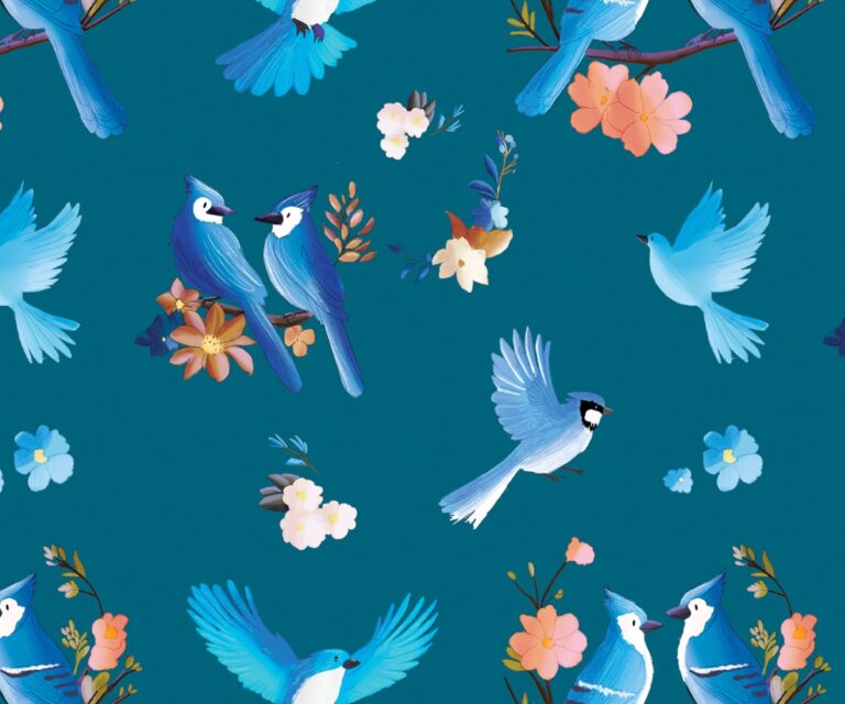 Floral Blue Jays